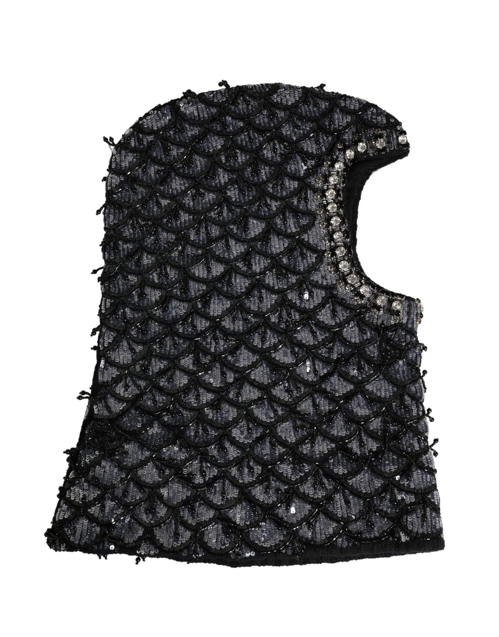 Dolce & Gabbana Black Wool Crystal Embellished Balaclava Women's Hat