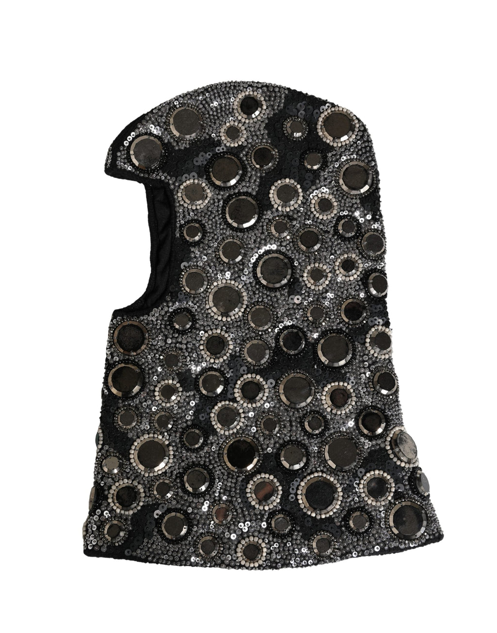 Dolce & Gabbana Black Wool Crystal Embellished Balaclava Women's Hat
