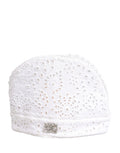 Dolce & Gabbana White Cotton Embroidered DG Crystal Headwear Women's Hat