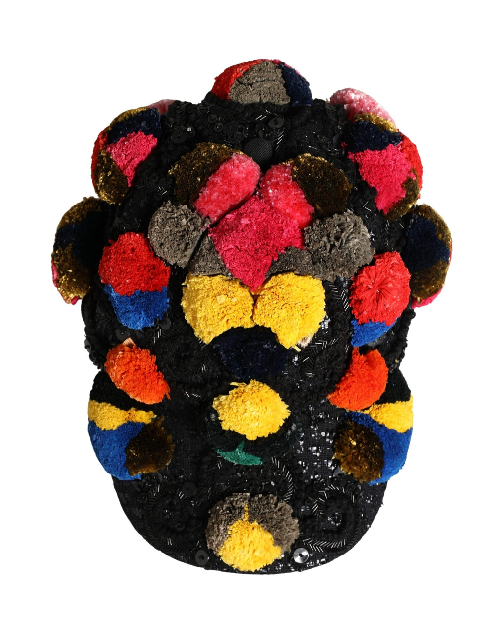 Dolce & Gabbana Multicolor Pom Poms Sequin Embellishment Women's Hat