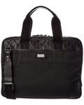 Gucci Black Calfskin Embossed & Canvas Briefcase (Authentic  )