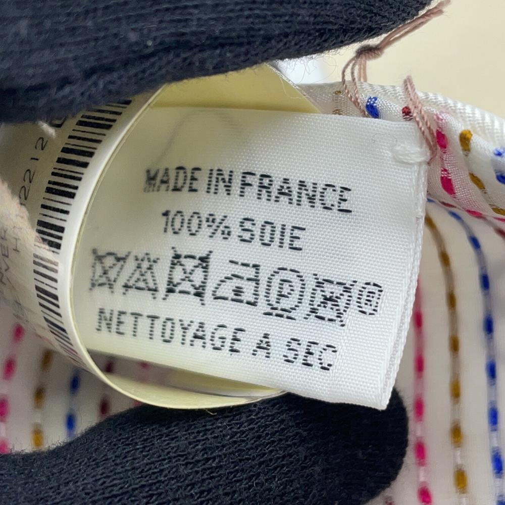 HERMES Twilly Chevroscope Neon Pointier Blanc/Rose/Vert Silk100%