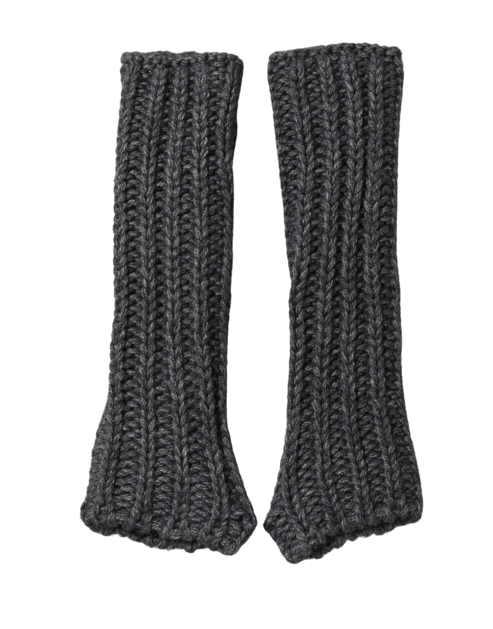 Dolce & Gabbana Gray Acrylic Knitted Fingerless Arm Warmer Women's Gloves