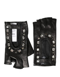 Dolce & Gabbana Women Black Embellished Wrist Length Mitten Women's Gloves