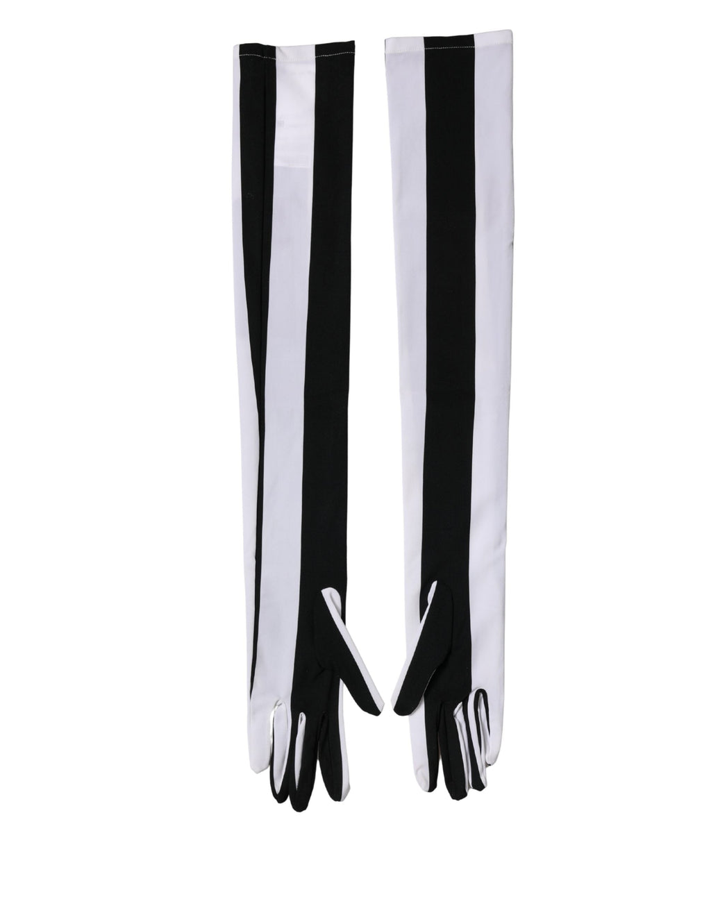 Dolce & Gabbana Black White Stripes Nylon Elbow Length Women Women's Gloves