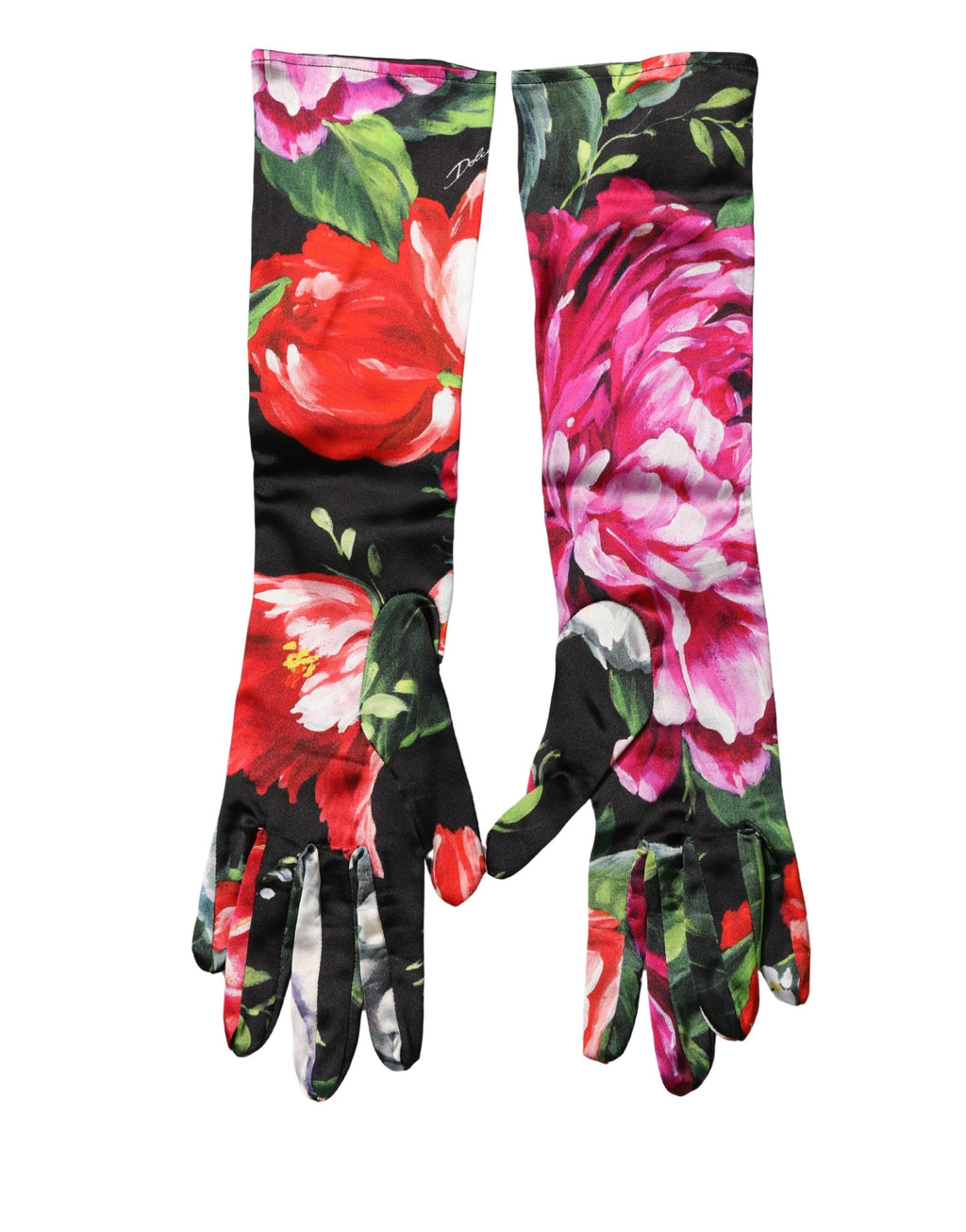 Dolce & Gabbana Multicolor Floral Print Elbow Length Women Women's Gloves
