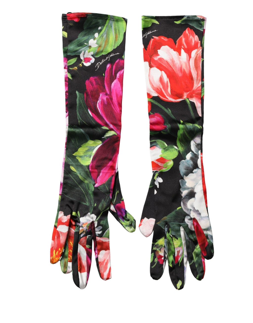 Dolce & Gabbana Multicolor Floral Print Elbow Length Women Women's Gloves