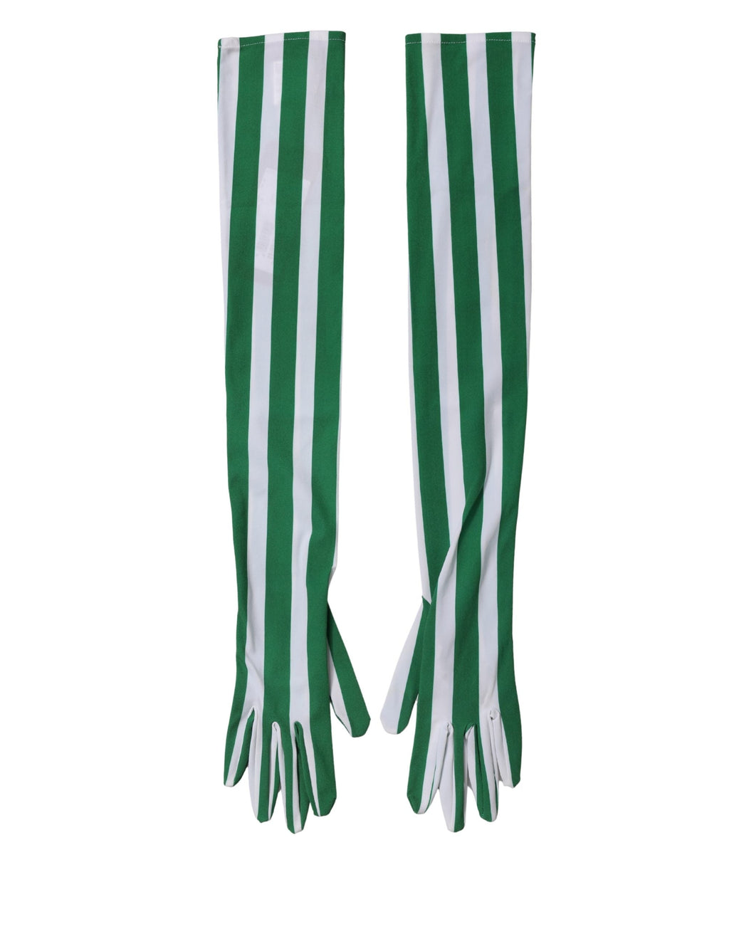 Dolce & Gabbana Green White Stripes Nylon Elbow Length Women Women's Gloves