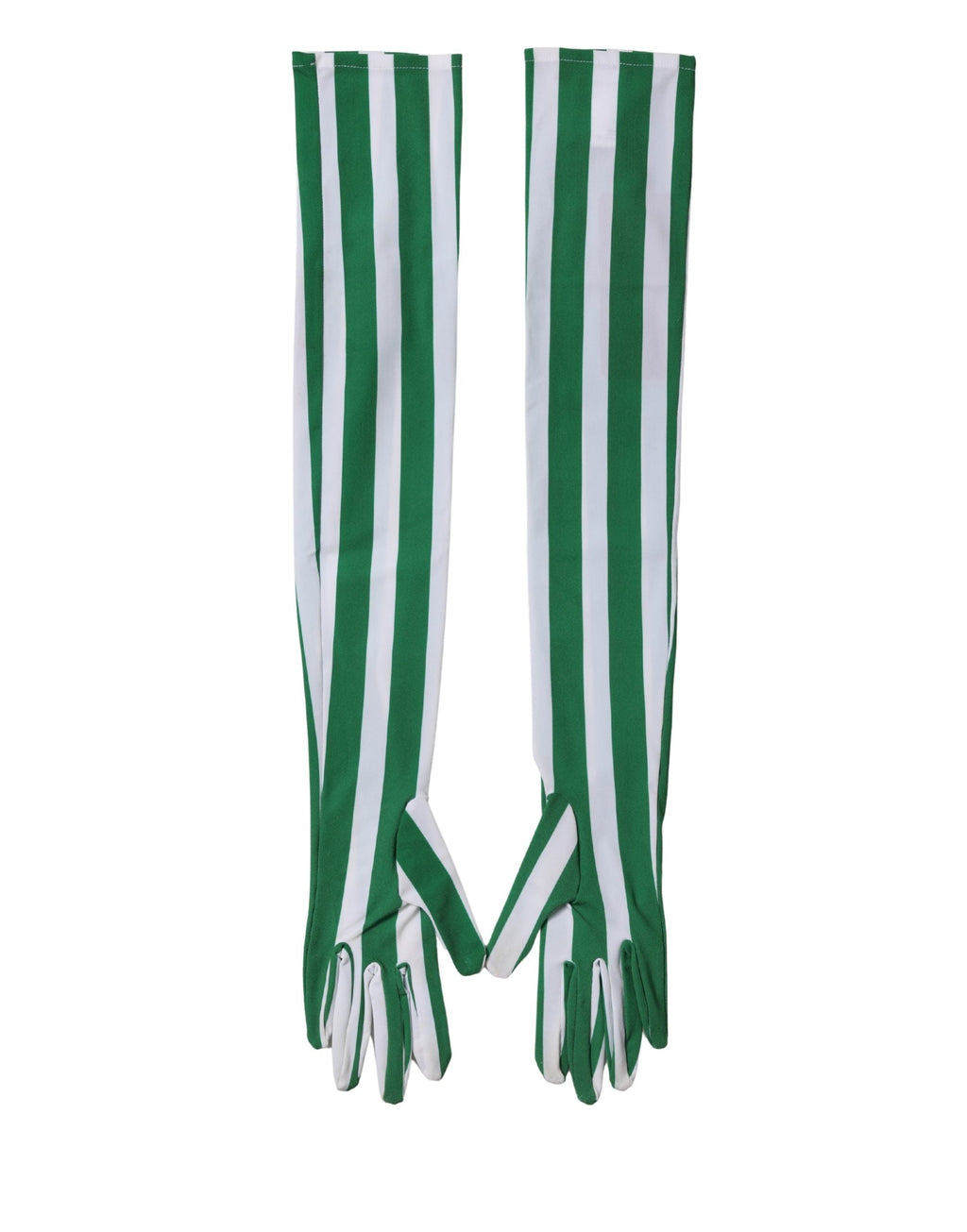 Dolce & Gabbana Green White Stripes Nylon Elbow Length Women Women's Gloves