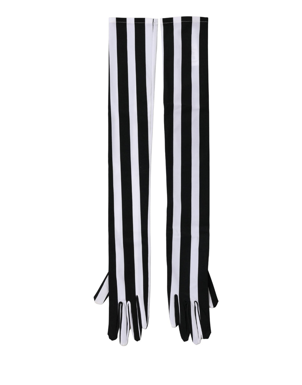 Dolce & Gabbana Black White Stripes Nylon Elbow Length Women Women's Gloves