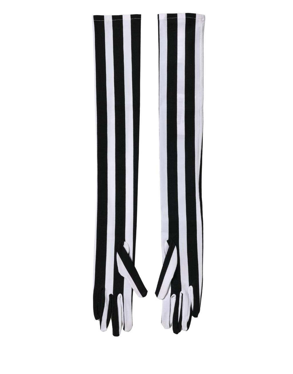 Dolce & Gabbana Black White Stripes Nylon Elbow Length Women Women's Gloves