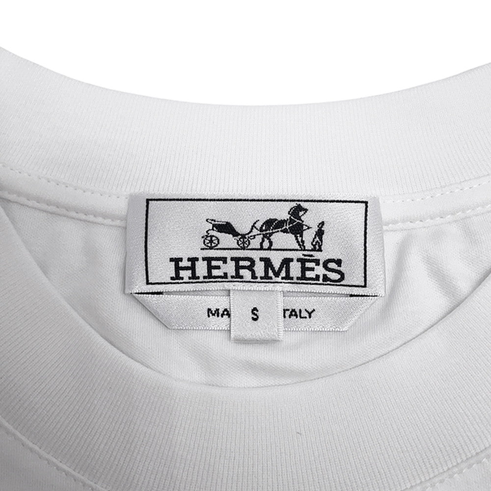 HERMES TShirt Fragments Equestres Size S White Cotton100%