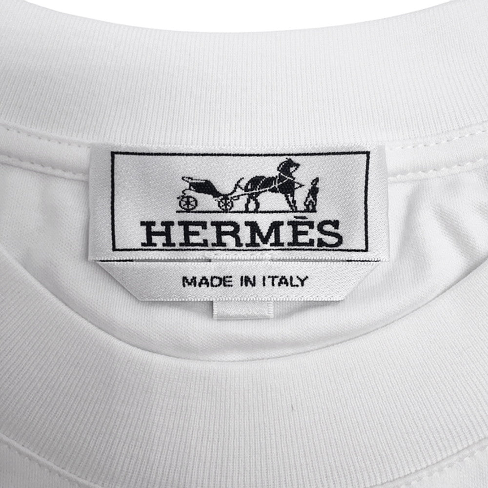 HERMES TShirt Fragments Equestres Size S White Cotton100%