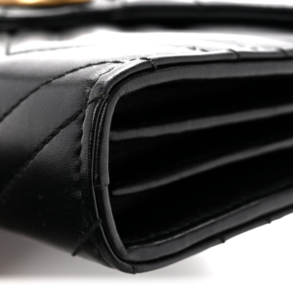 Calfskin Matelasse GG Marmont Chain Wallet Black Black