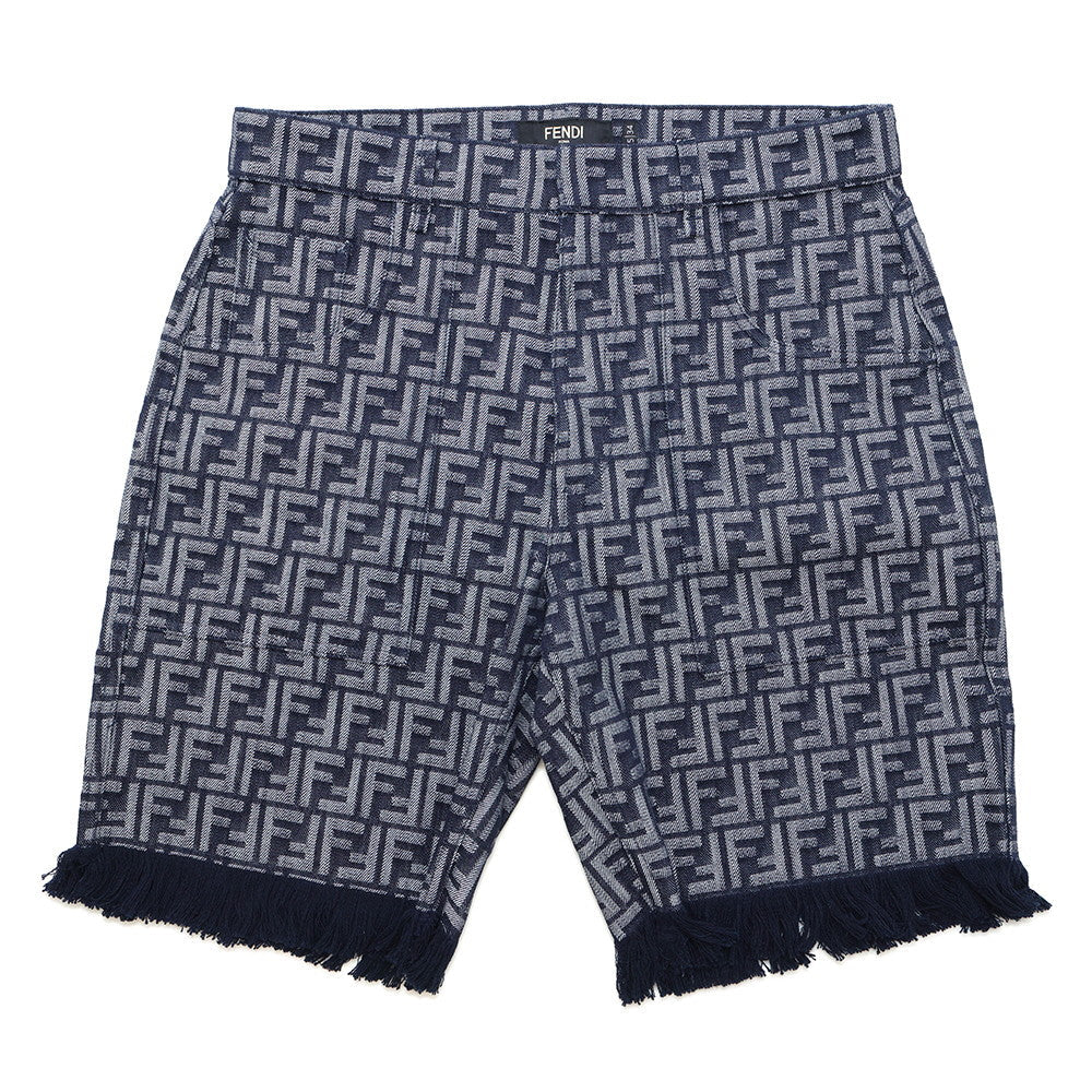 FENDI EmbroideryFF logo Bermuda shorts Size 35 BlueFLP307 AMZ3 Cotton66% Polyester34%
