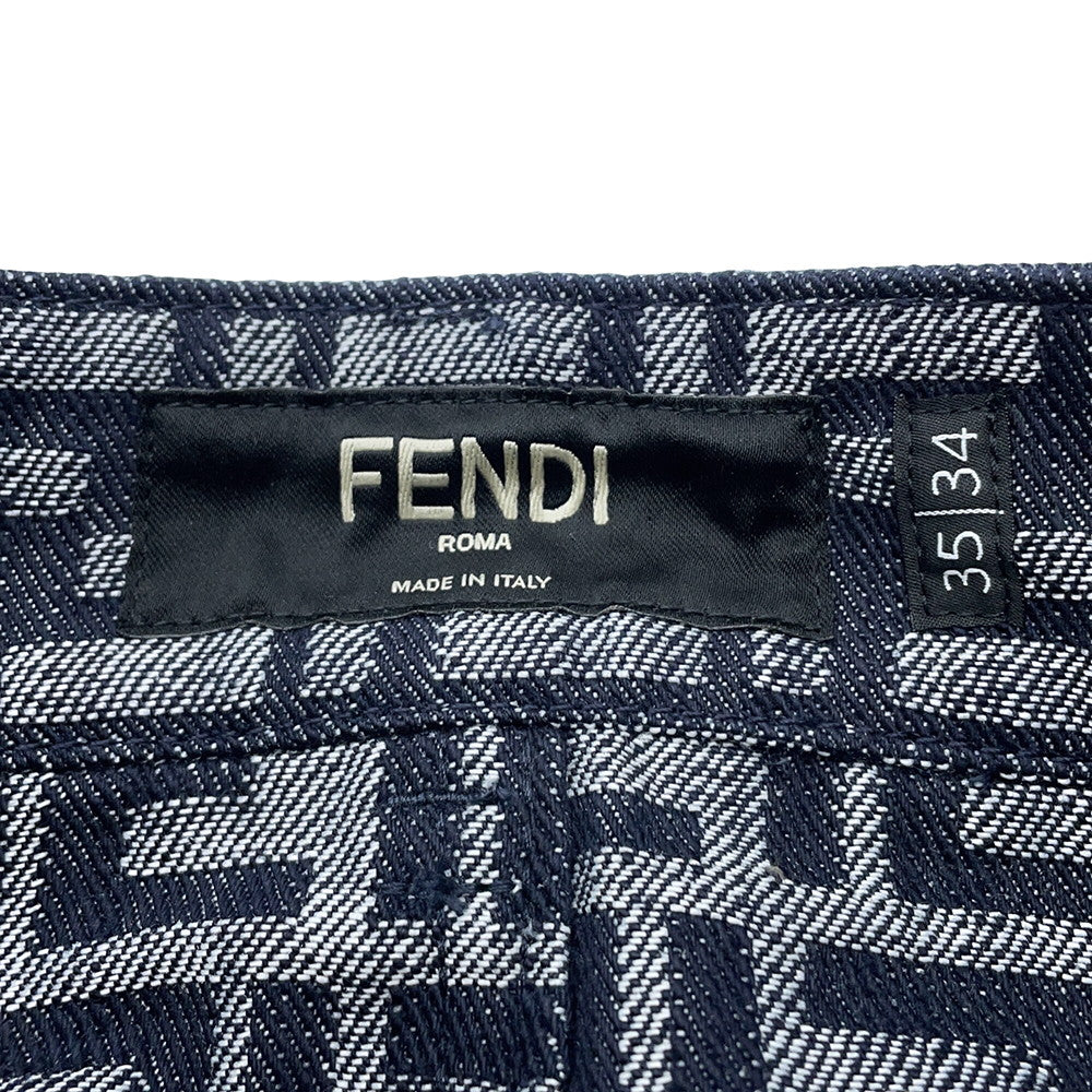 FENDI EmbroideryFF logo Bermuda shorts Size 35 BlueFLP307 AMZ3 Cotton66% Polyester34%