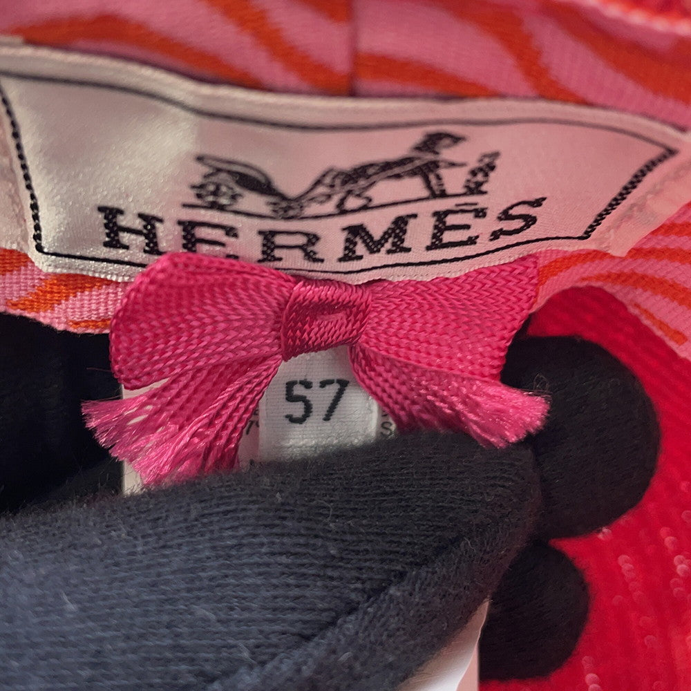 HERMES Emma Cap Size 57 Pink Paper 81% Polyester 19%