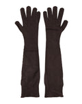 Dolce & Gabbana Brown Cashmere Knitted Elbow Length Mitten Women's Gloves