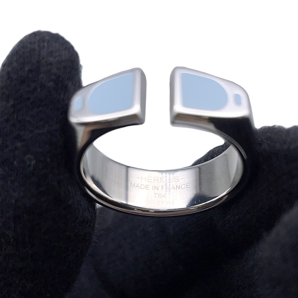 HERMES Etrier Ring Size 64 Blue RunH100060FJ0360 Metal