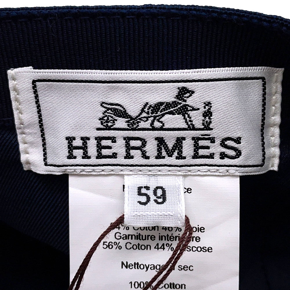 HERMES Cap Size 59 NavyH251057N Cotton100%