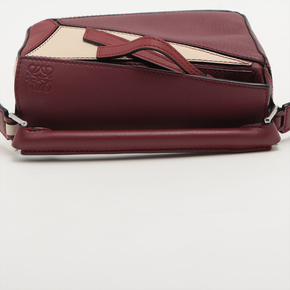 Loewe Bordeaux Beige Calf Leather Mini Puzzle Bag [Clearance Sale]