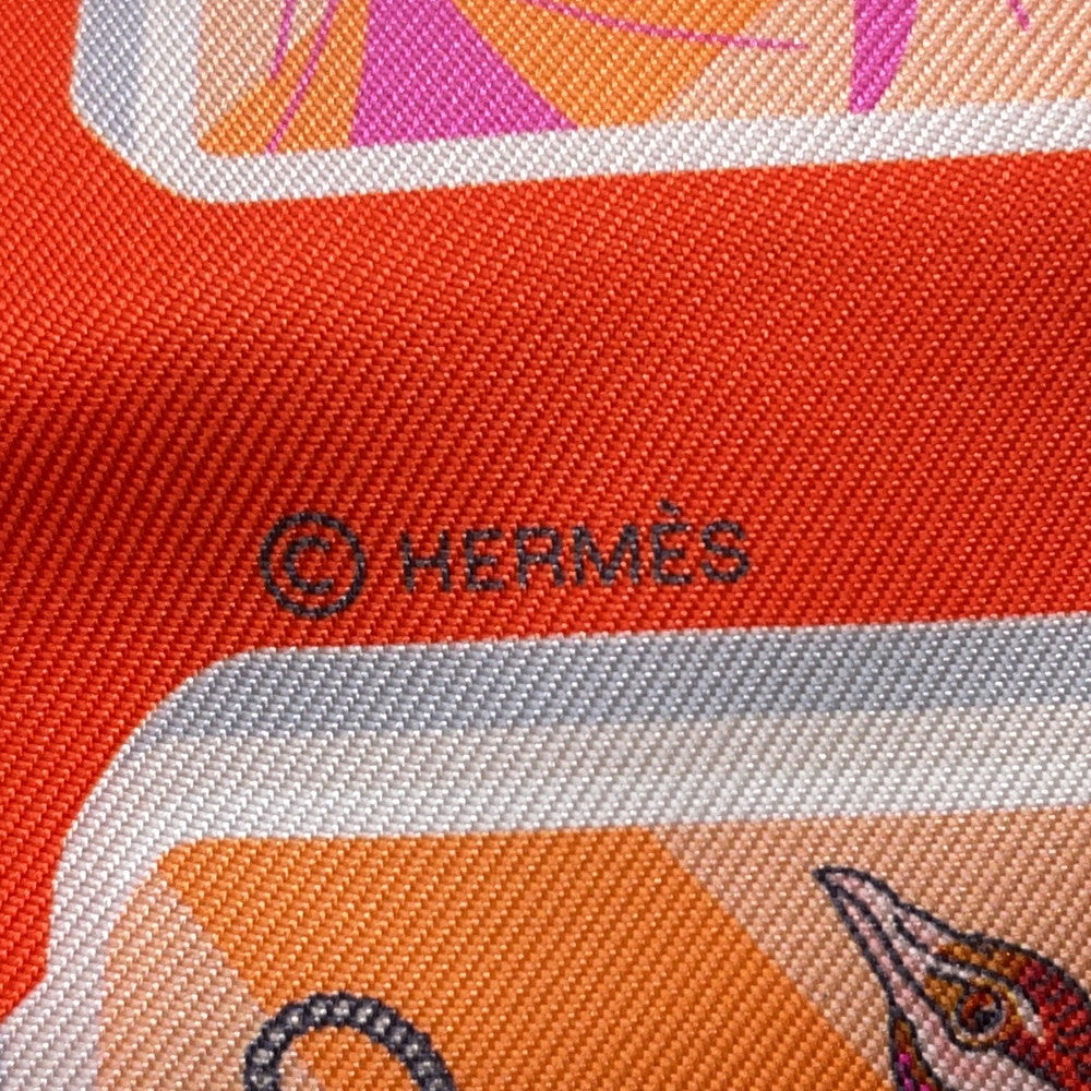 HERMES Twilly HERMES Story HERMES STORY Orange/Blue/Rose Silk100%