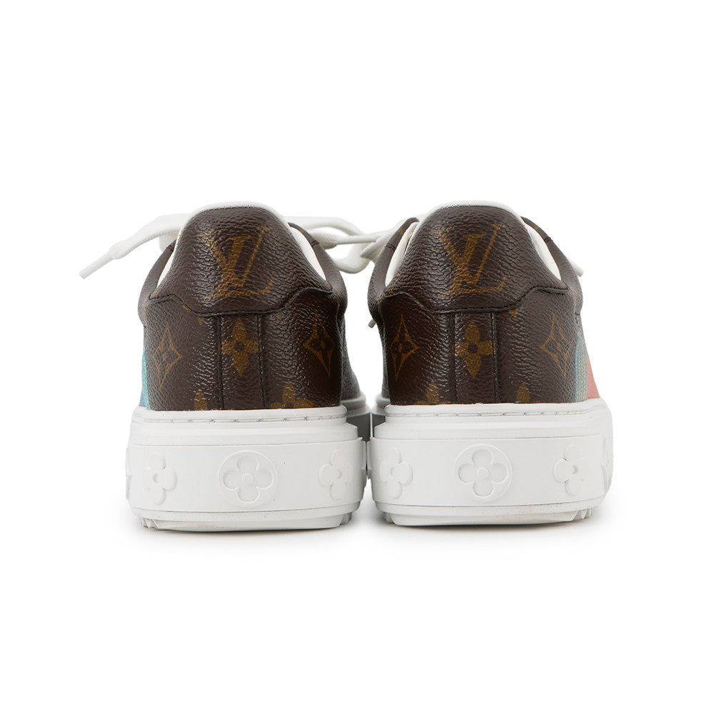 LOUIS VUITTON Yayoi Kusama Collaboration Time Out Sneakers Pumpkin Brown Monogram Size 35H