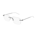 Montblanc Eyeglasses Rectangle Rimless, Grey Frame and Clear Demo Lenses Lens MB0075O001