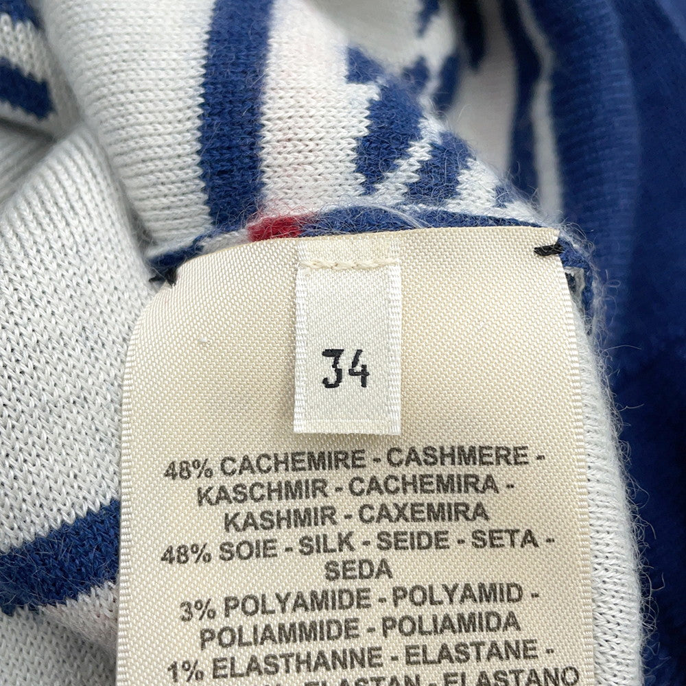HERMES Kanoe H Short Sleeve Knit Size 34 Blue Cashmere48% Silk48% Nylon3%Polyurethane1%