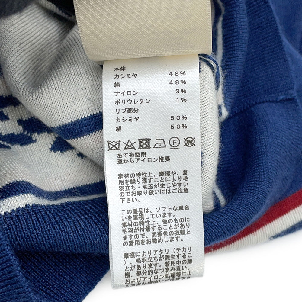 HERMES Kanoe H Short Sleeve Knit Size 34 Blue Cashmere48% Silk48% Nylon3%Polyurethane1%