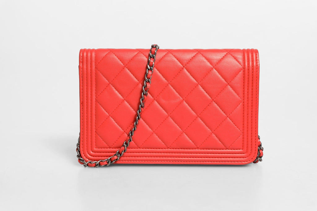 Chanel Chanel Boy Wallet on Chain Red Women's Lambskin ( )
