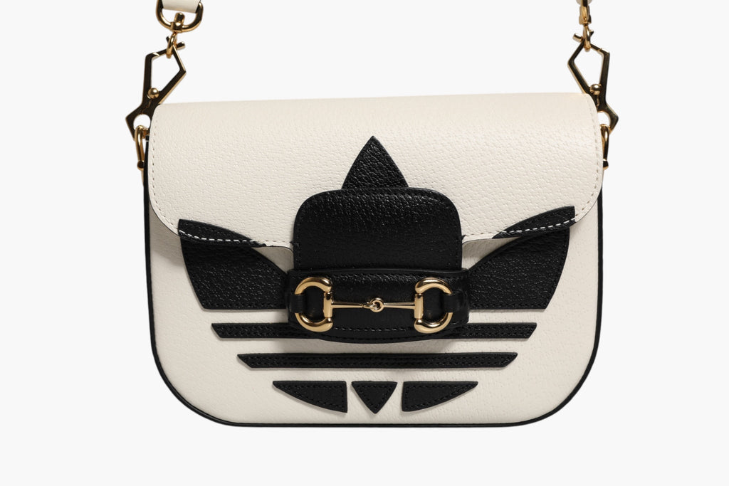 Gucci Gucci x Adidas Horsebit 1955 White Black Calfskin Leather Shoulder Women's Bag ( )