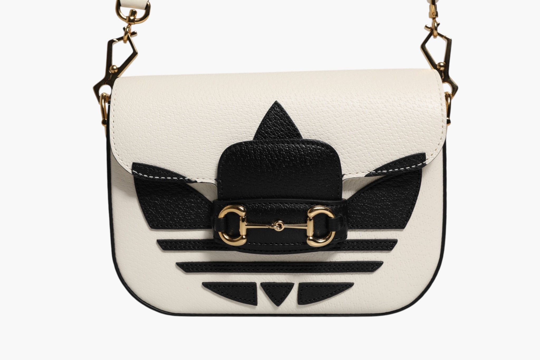 Gucci Gucci x Adidas Horsebit 1955 White Black Calfskin Leather Shoulder Women's Bag ( )