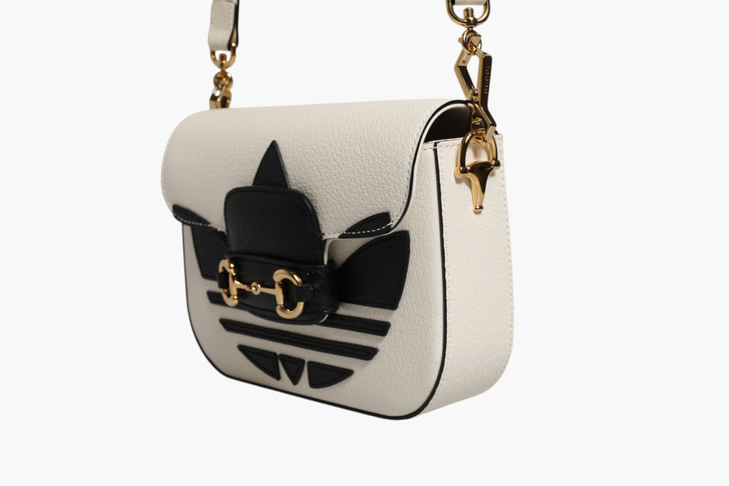 Gucci Gucci x Adidas Horsebit 1955 White Black Calfskin Leather Shoulder Women's Bag ( )