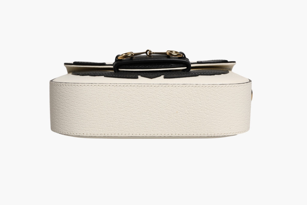 Gucci Gucci x Adidas Horsebit 1955 White Black Calfskin Leather Shoulder Women's Bag ( )