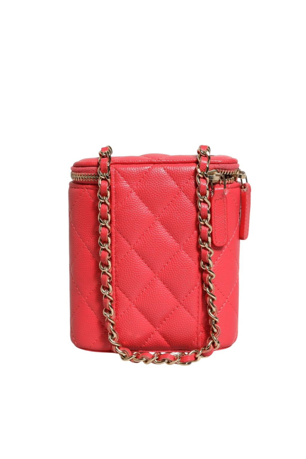 Chanel Red Caviar Quilted Small Vertical Coco Beauty Vanity Case with Women's Chain ( )