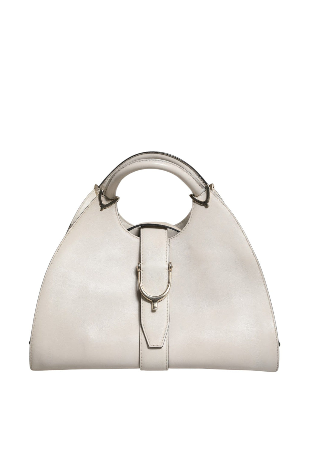 Gucci White Leather Stirrup Top Handle Women's Bag ( )