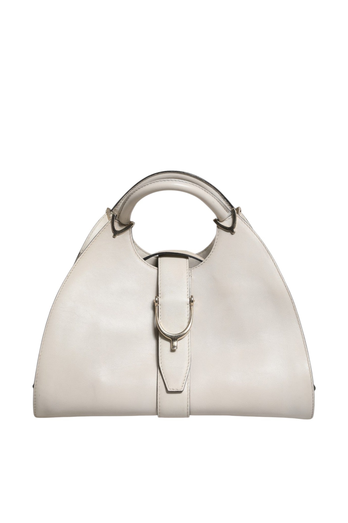 Gucci White Leather Stirrup Top Handle Women's Bag ( )