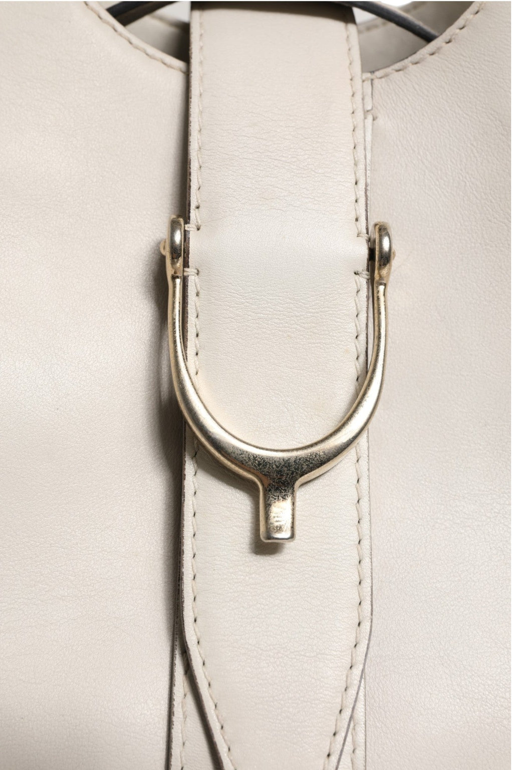 Gucci White Leather Stirrup Top Handle Women's Bag ( )