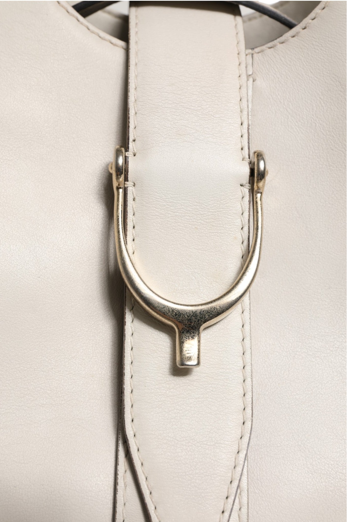 Gucci White Leather Stirrup Top Handle Women's Bag ( )