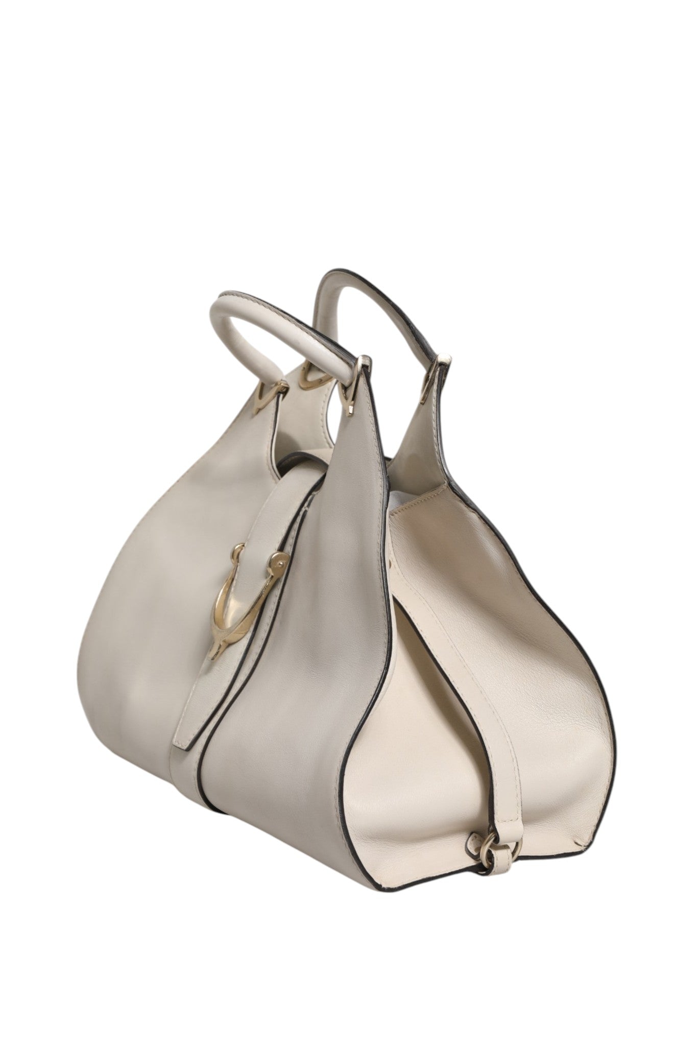 Gucci White Leather Stirrup Top Handle Women's Bag ( )