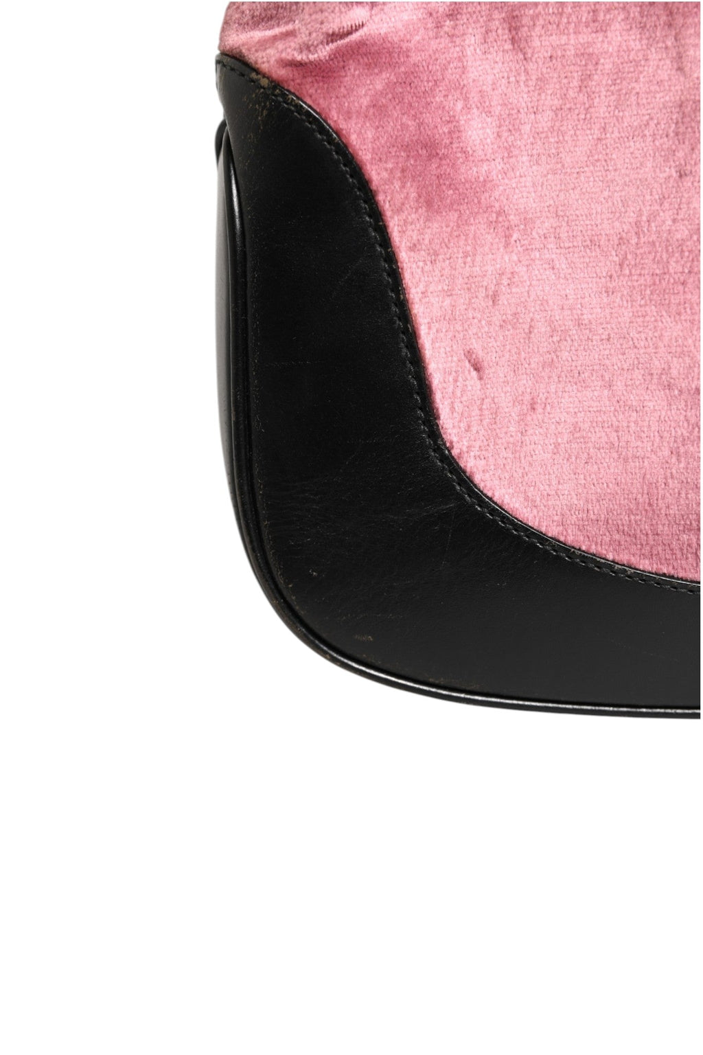 Gucci Jackie Pink Velvet And Black Leather Shoulder Women's Bag ( )