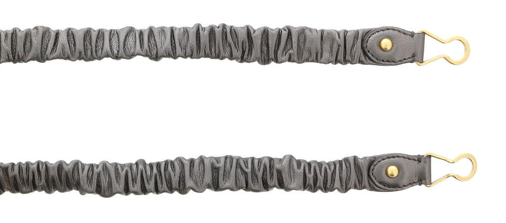 Miu Miu Dark Grey Narrow Elastocized Nappa Leather  Belt-
