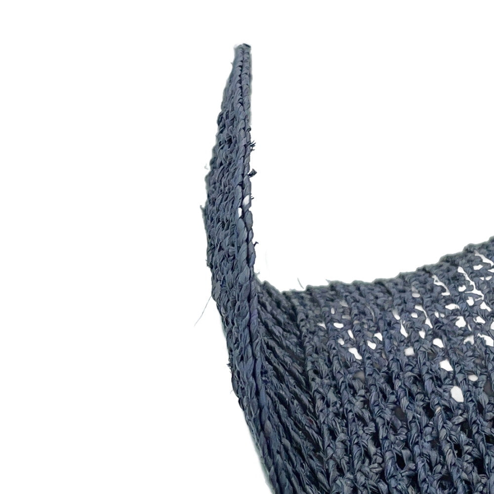 HERMES Cap Garate Serie Button Size 58 Navy Raffia100%