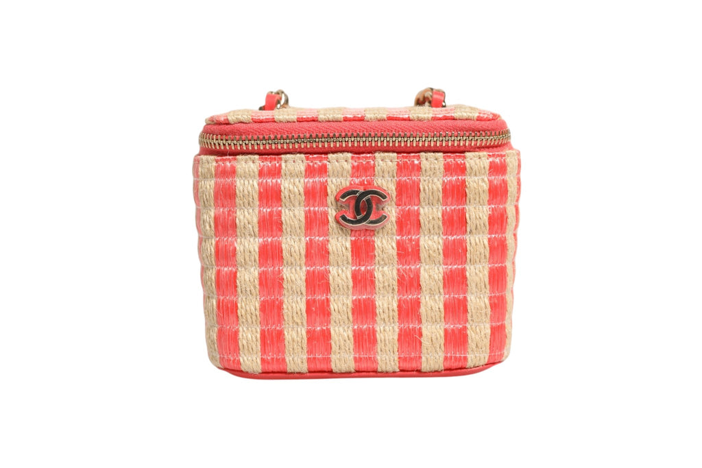 Chanel Raffia Jute Striped Mini Vanity Women's Case ( )