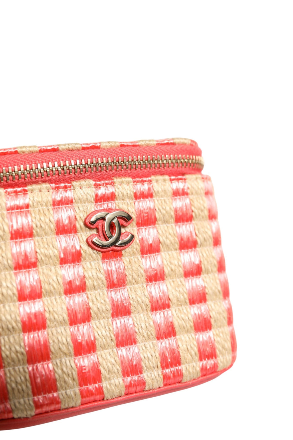 Chanel Raffia Jute Striped Mini Vanity Women's Case ( )