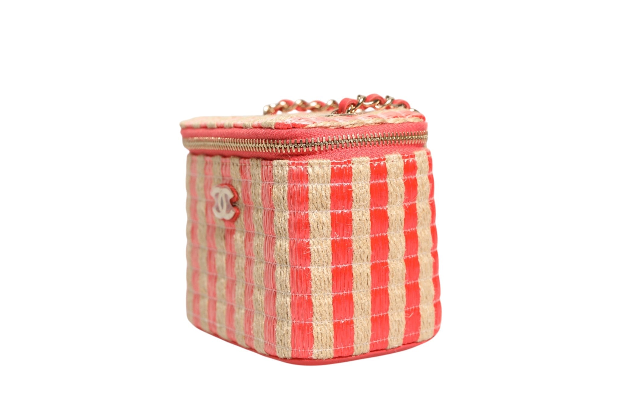Chanel Raffia Jute Striped Mini Vanity Women's Case ( )