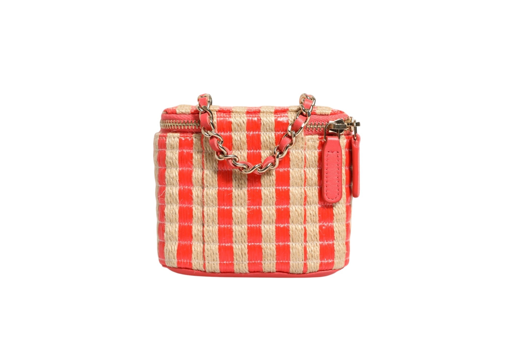 Chanel Raffia Jute Striped Mini Vanity Women's Case ( )