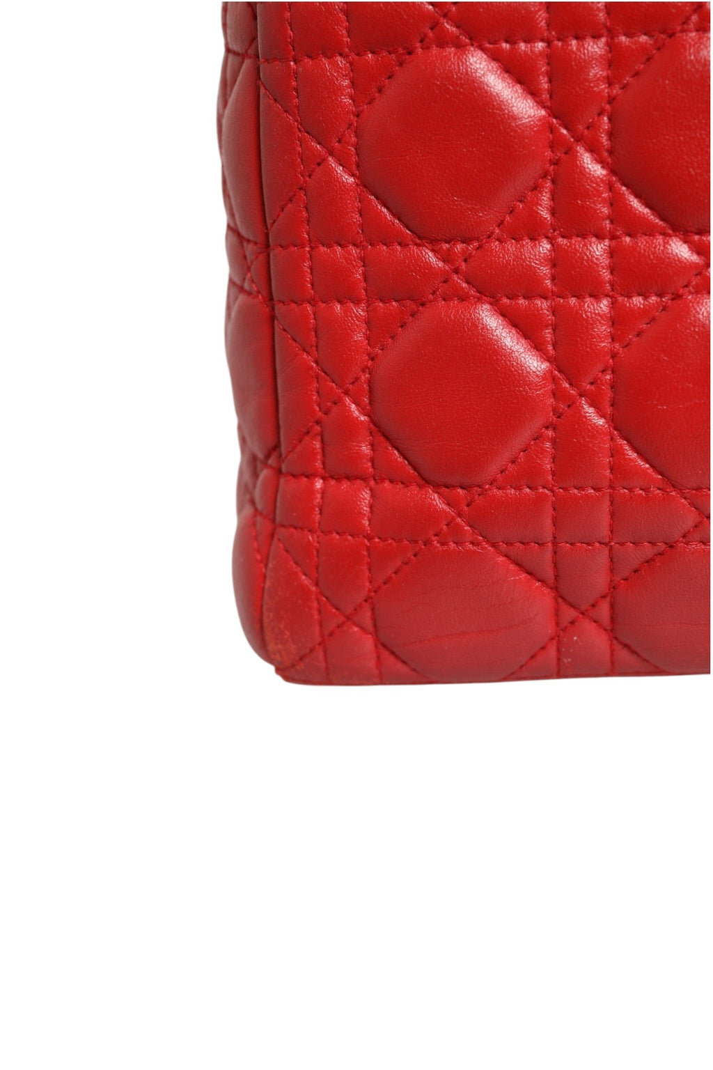 Christian Dior Red Cannage Lambskin Leather Lady Dior Women's Bag ( )