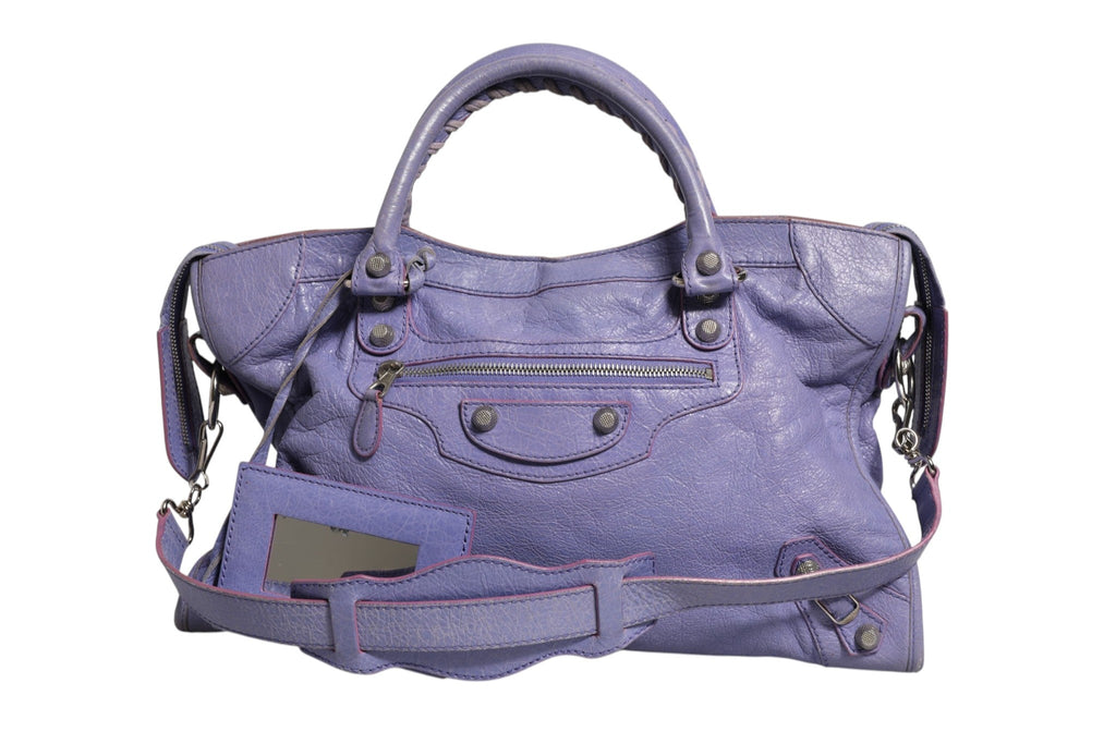 Balenciaga Purple Leather City Bag With Women's Hardware ( )